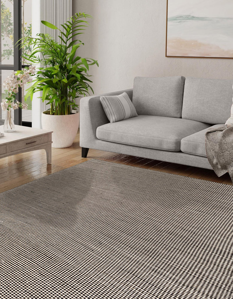 Sequoia Handwoven Jute Collection Area Rug - Aspen Square Black and White  lifestyle 13