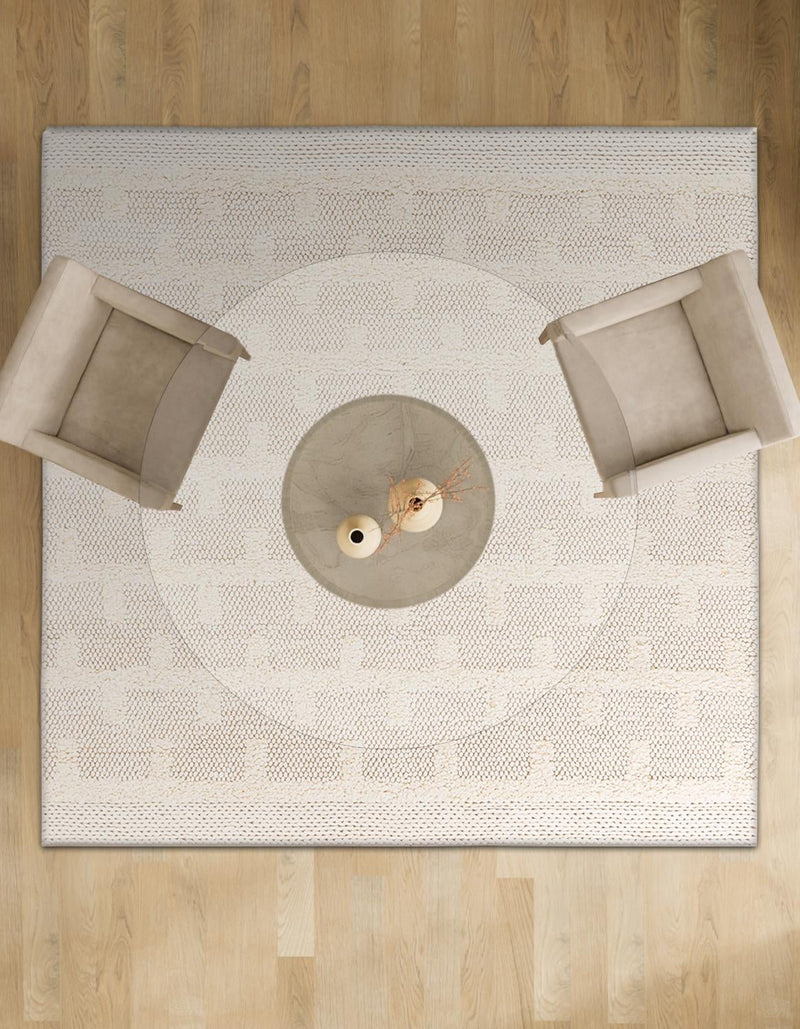 Lana Tasmanian Wool Collection Area Rug - Freycinet Square Ivory  lifestyle 31