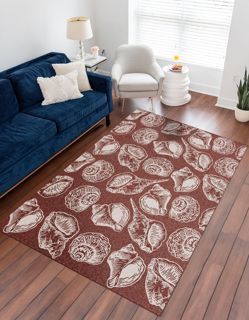 Seaside Haven Rugs Collection Area Rug -  Lighthouse (Rust Red and Ivory) Rectangle Rust Red and Ivory  lifestyle 6