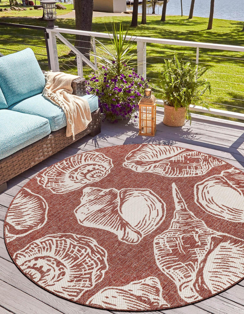 Seaside Haven Rugs Collection Area Rug -  Lighthouse (Rust Red and Ivory) Round Rust Red and Ivory  lifestyle 3