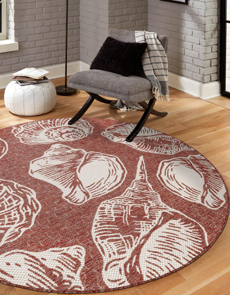 Seaside Haven Rugs Collection Area Rug -  Lighthouse (Rust Red and Ivory) Round Rust Red and Ivory  lifestyle 8