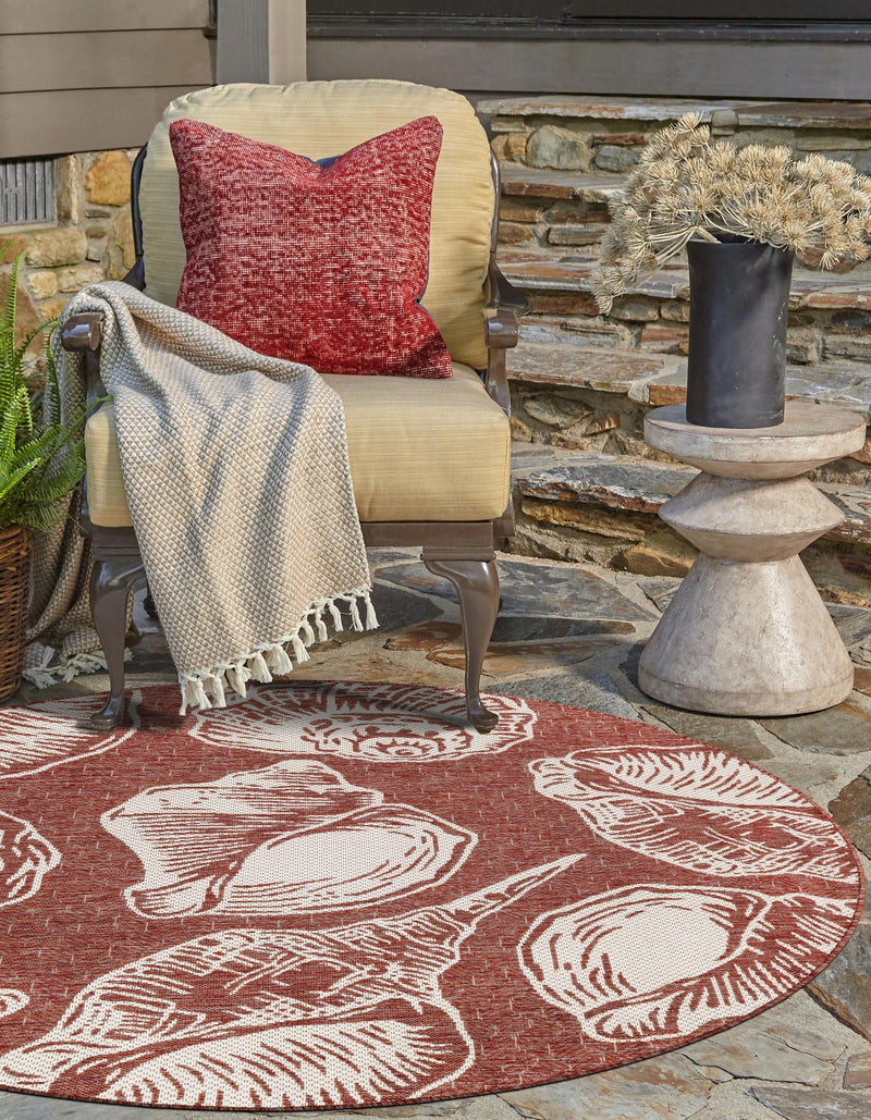 Seaside Haven Rugs Collection Area Rug -  Lighthouse (Rust Red and Ivory) Round Rust Red and Ivory  lifestyle 9