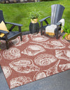 Seaside Haven Rugs Collection Area Rug -  Lighthouse (Rust Red and Ivory) Square Rust Red and Ivory  lifestyle 8