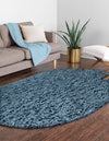 Eternal Plush Oasis Collection Area Rug -  Tranquility (Aegean Blue) Oval Aegean Blue  lifestyle 32