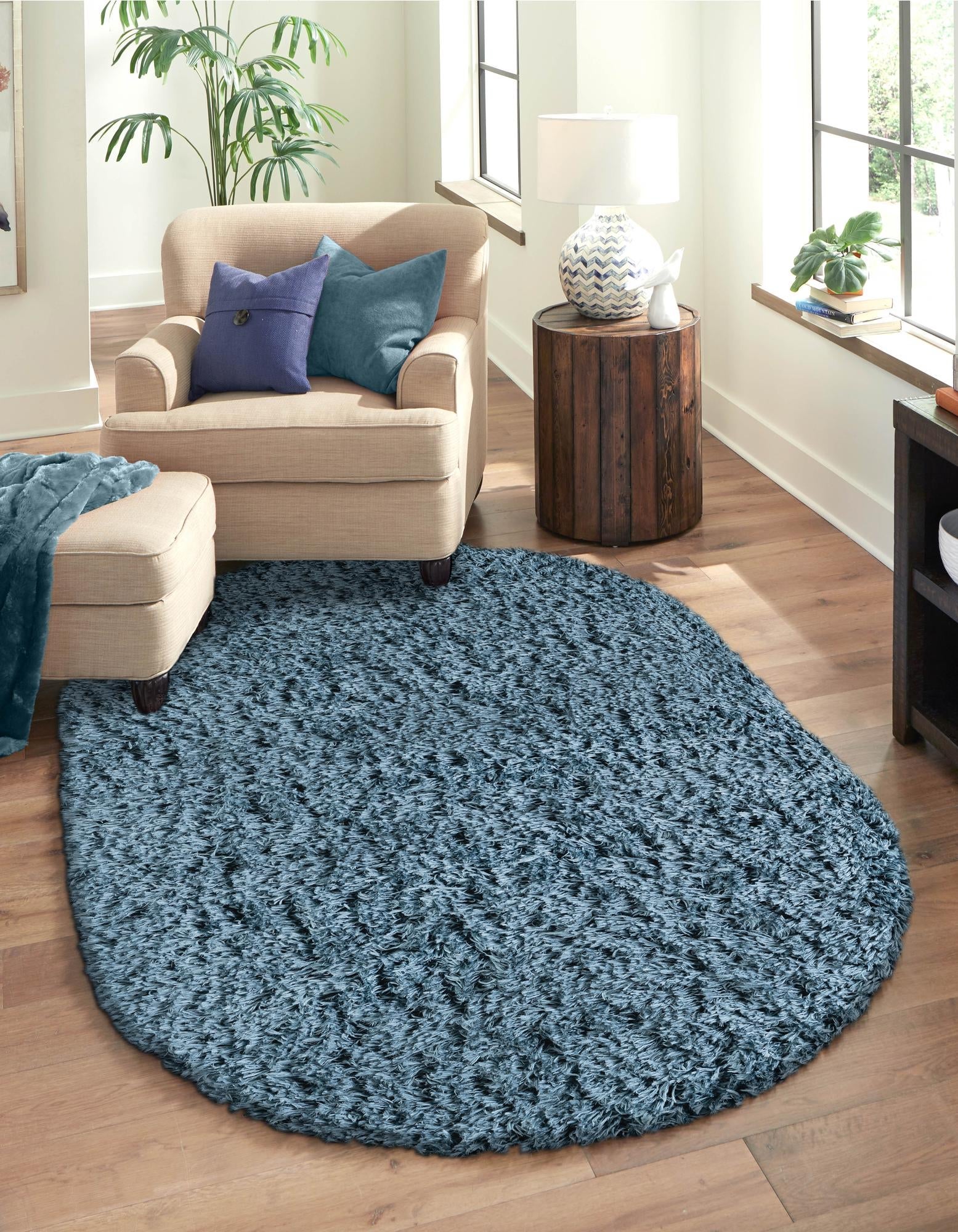 Eternal Plush Oasis Collection Area Rug -  Tranquility (Aegean Blue)