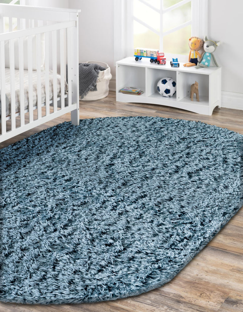 Eternal Plush Oasis Collection Area Rug -  Tranquility (Aegean Blue) Oval Aegean Blue  lifestyle 40