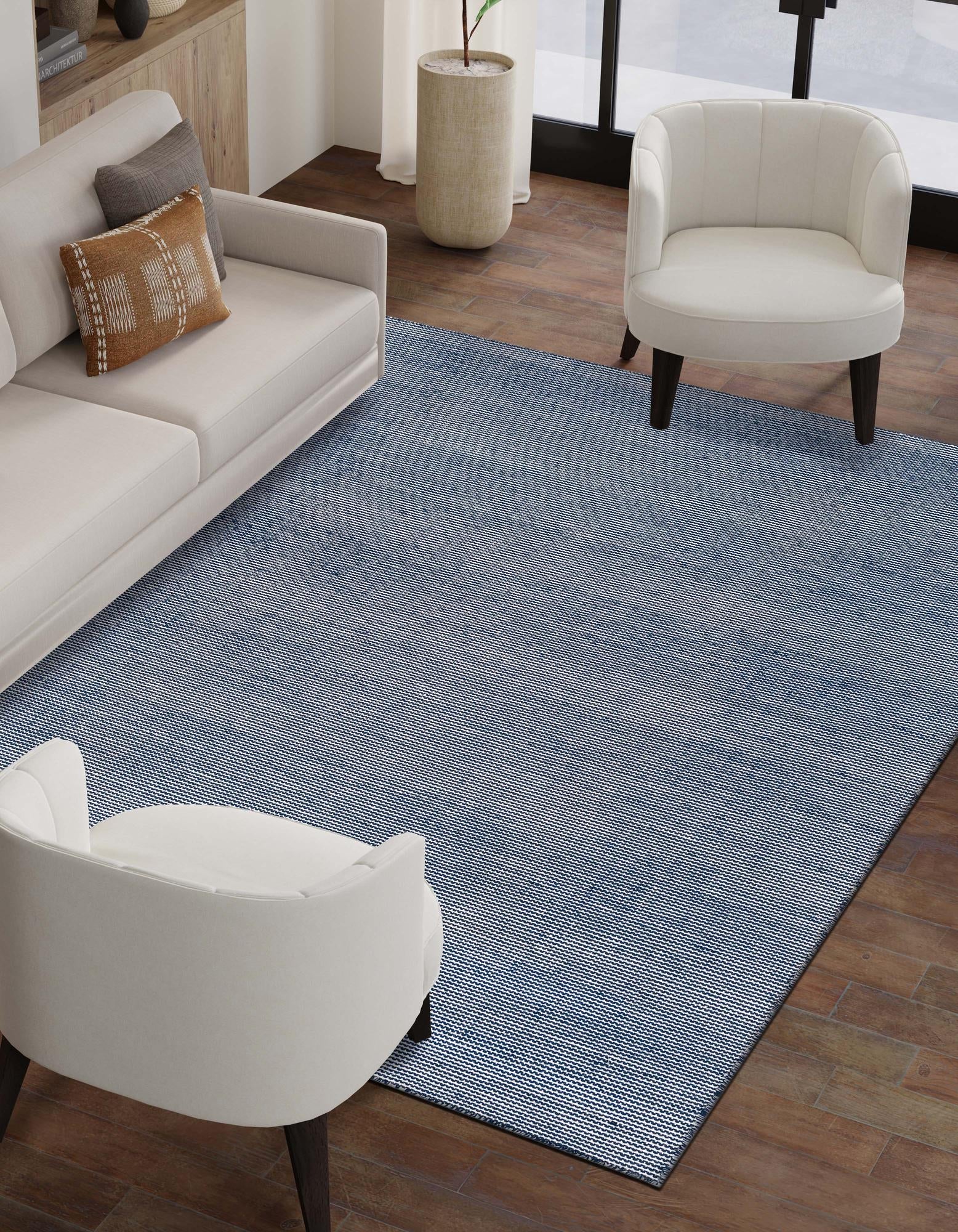 Jill Zarin Malibu Sands Outdoor Collection Area Rug - Pebble (Navy Sky)