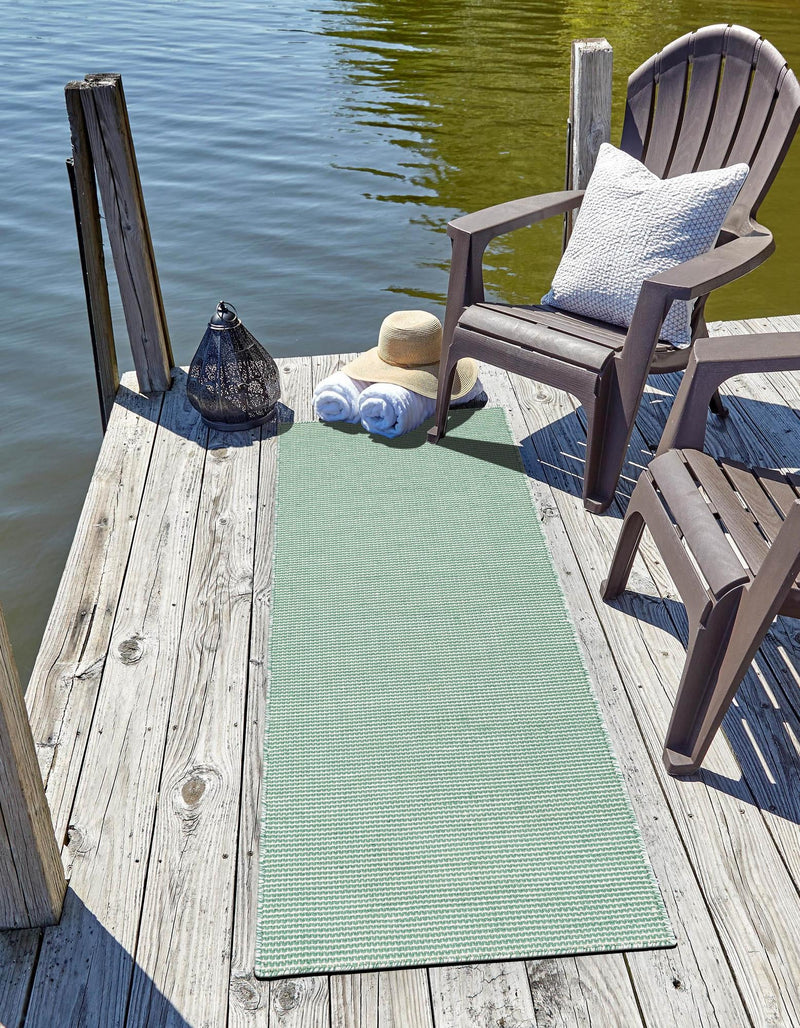 Jill Zarin Malibu Sands Outdoor Collection Area Rug - Pebble (Palm Green) Runner Palm Green  lifestyle 14