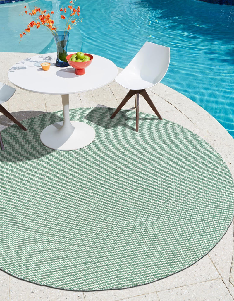 Jill Zarin Malibu Sands Outdoor Collection Area Rug - Pebble (Palm Green) Round Palm Green  lifestyle 10