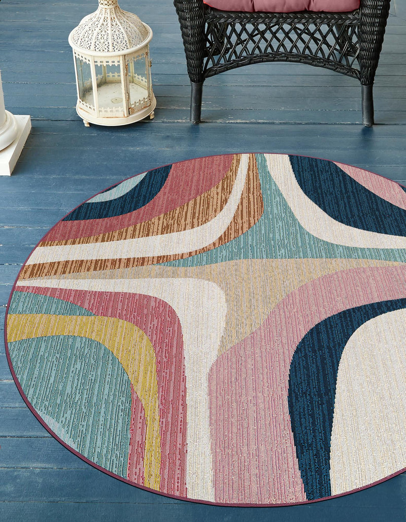 Urban Terrace Collection Area Rug - Venice Round Multi  lifestyle 19