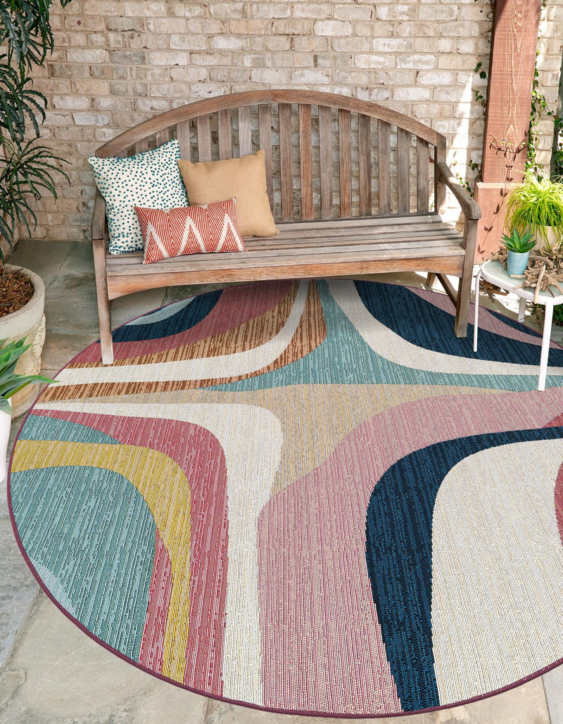 Urban Terrace Collection Area Rug - Venice Round Multi  lifestyle 37