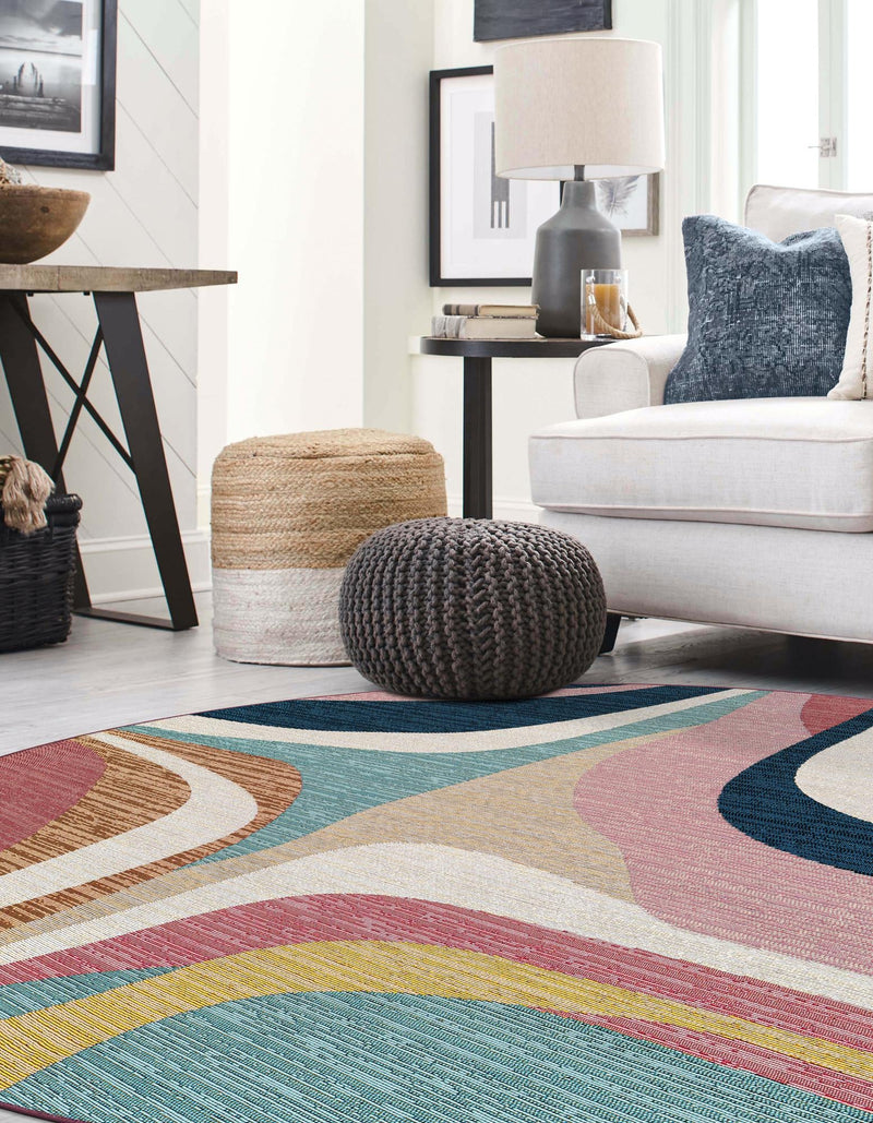 Urban Terrace Collection Area Rug - Venice Round Multi  lifestyle 40