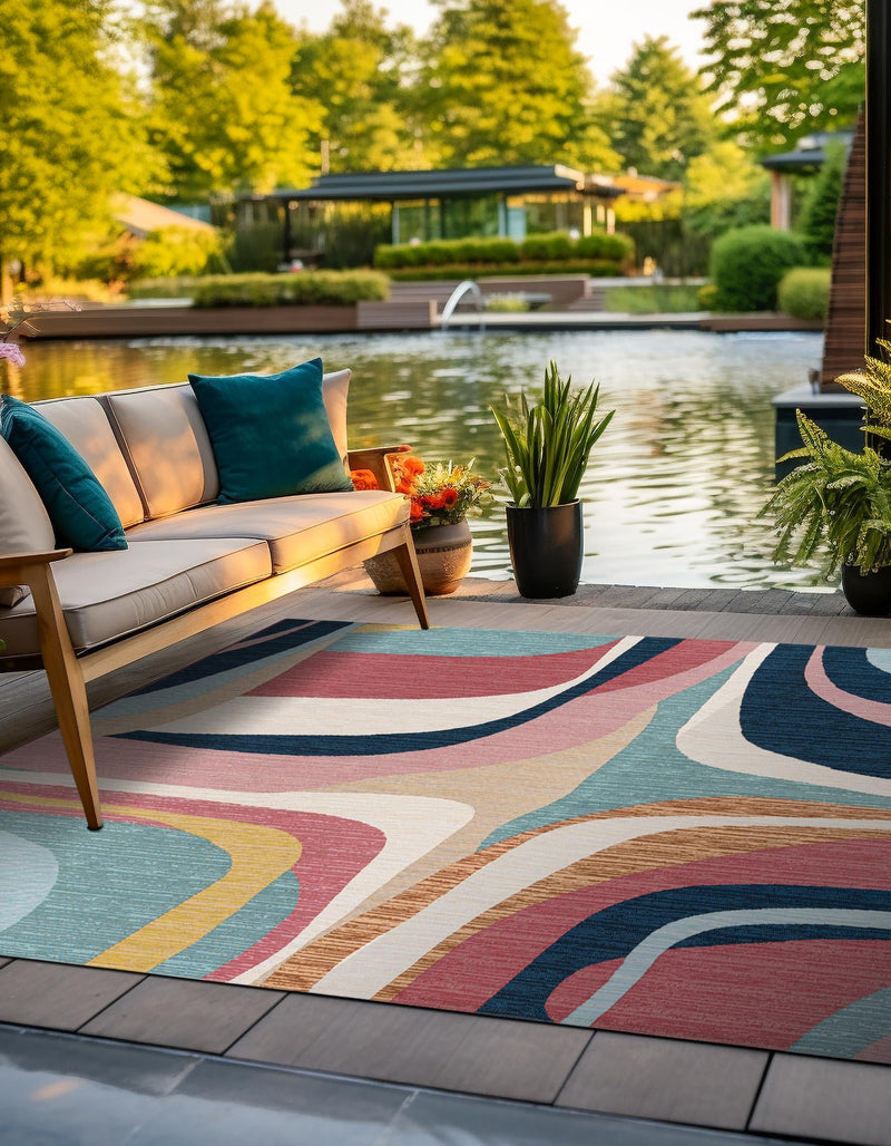 Urban Terrace Collection Area Rug - Venice Square Multi  lifestyle 32