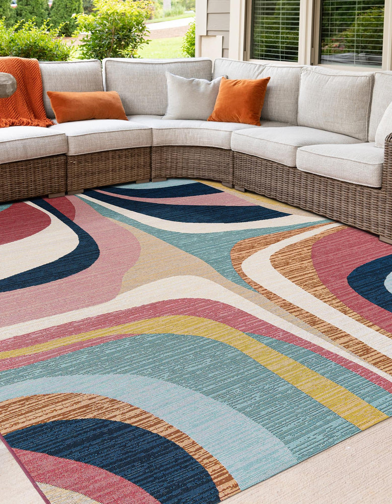 Urban Terrace Collection Area Rug - Venice Square Multi  lifestyle 38