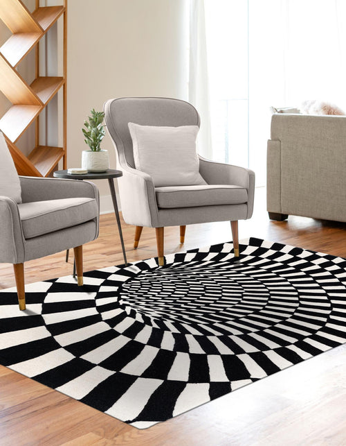 Cyclone Wool Collection Area Rug - Tornado Rectangle Black and White  lifestyle 3