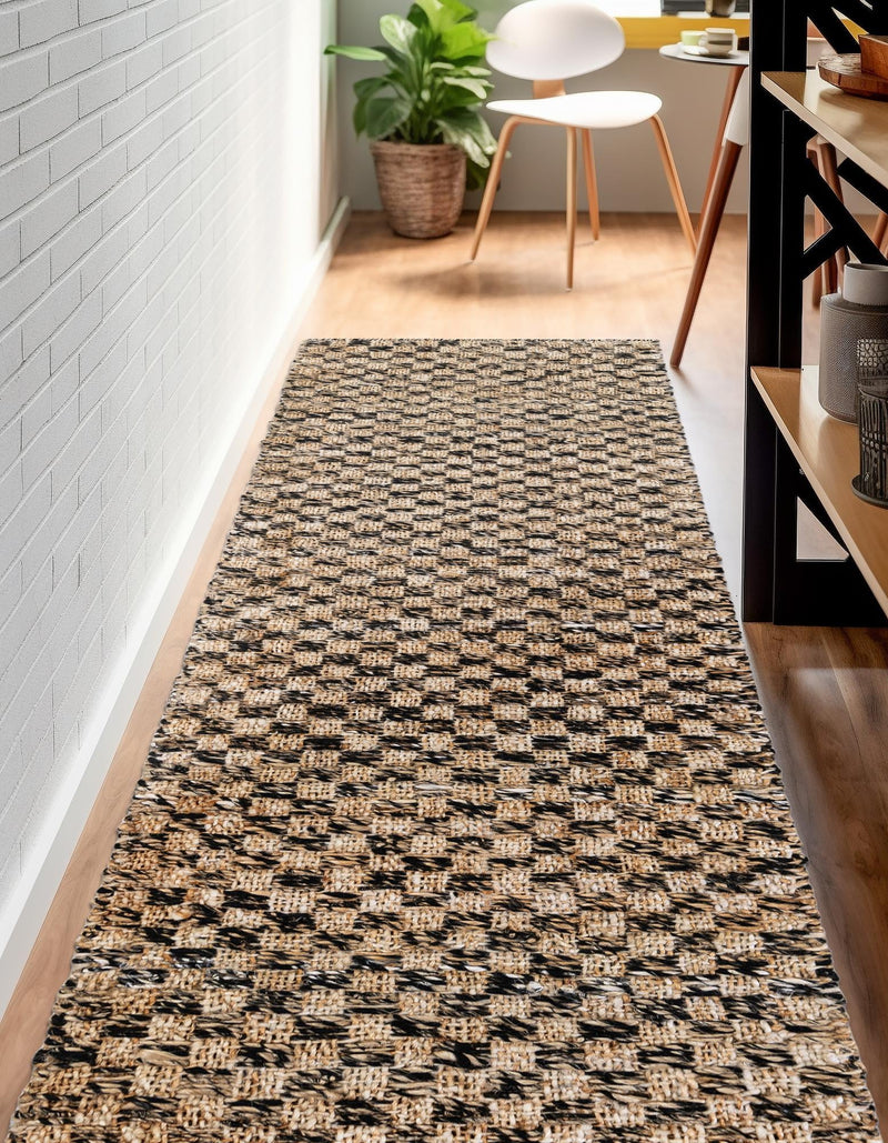 Plaid Savannah Collection Area Rug - Charleston Runner Black and Natural  lifestyle 13