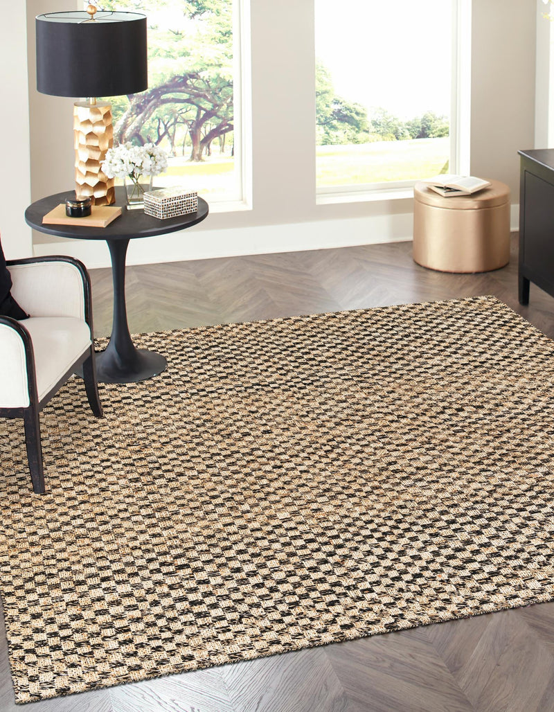 Plaid Savannah Collection Area Rug - Charleston Square Black and Natural  lifestyle 18