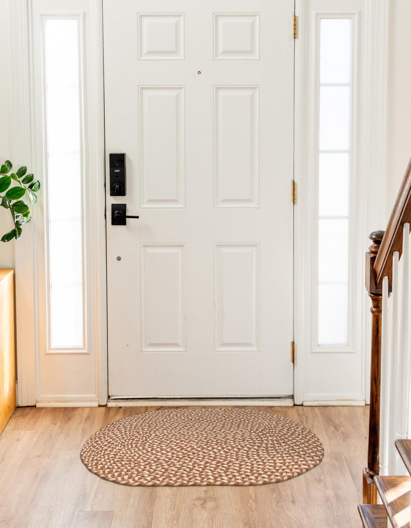 Highland Woven Jute Collection Area Rug - Glenmore (Light Brown) Oval Light Brown  lifestyle 26