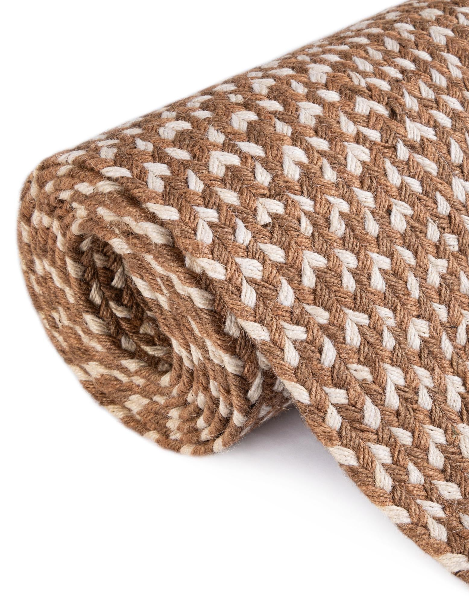 Highland Woven Jute Collection Area Rug - Glenmore (Light Brown)