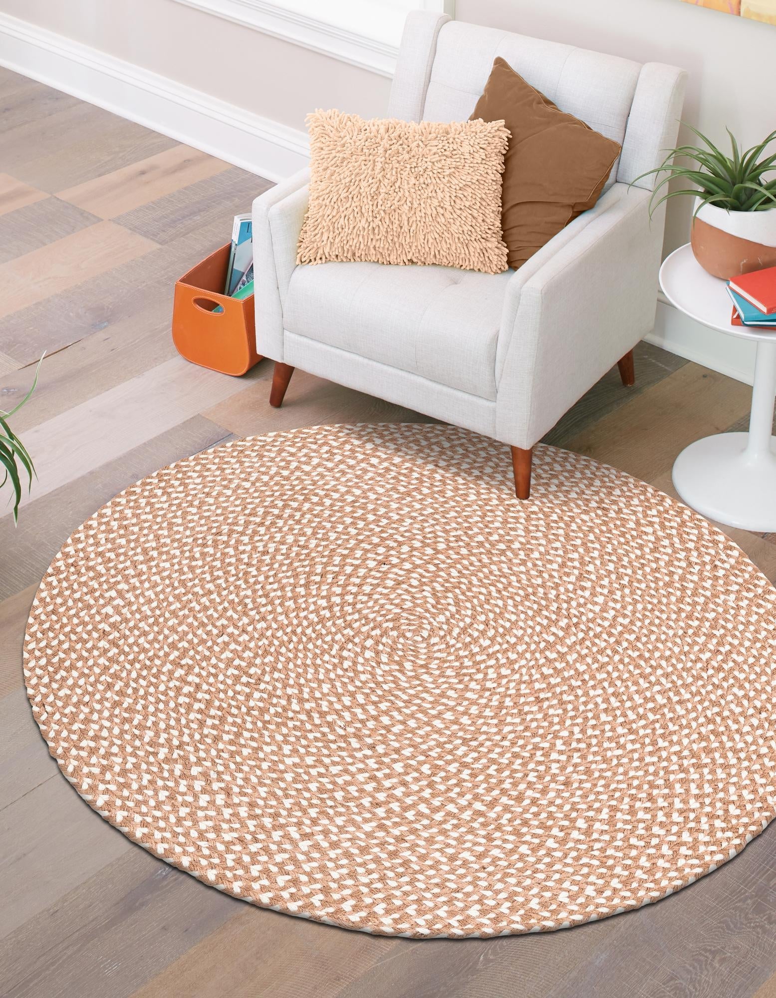 Highland Woven Jute Collection Area Rug - Glenmore (Light Brown)