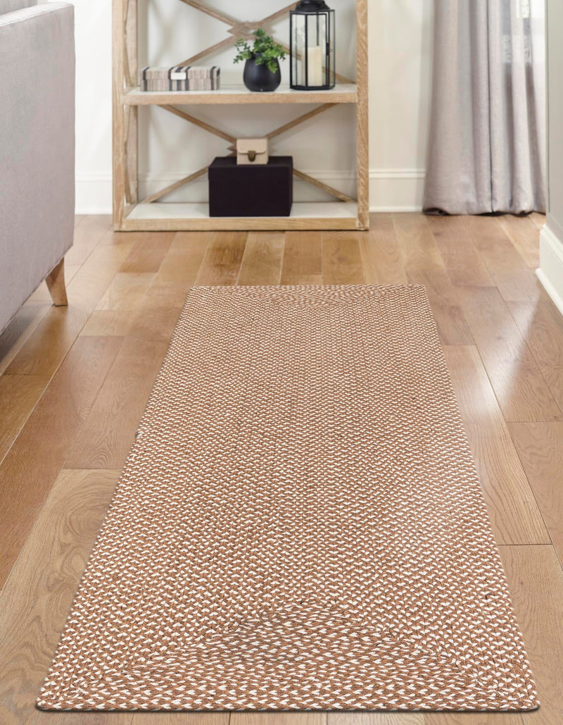 Highland Woven Jute Collection Area Rug - Glenmore (Light Brown) Runner Light Brown  lifestyle 18