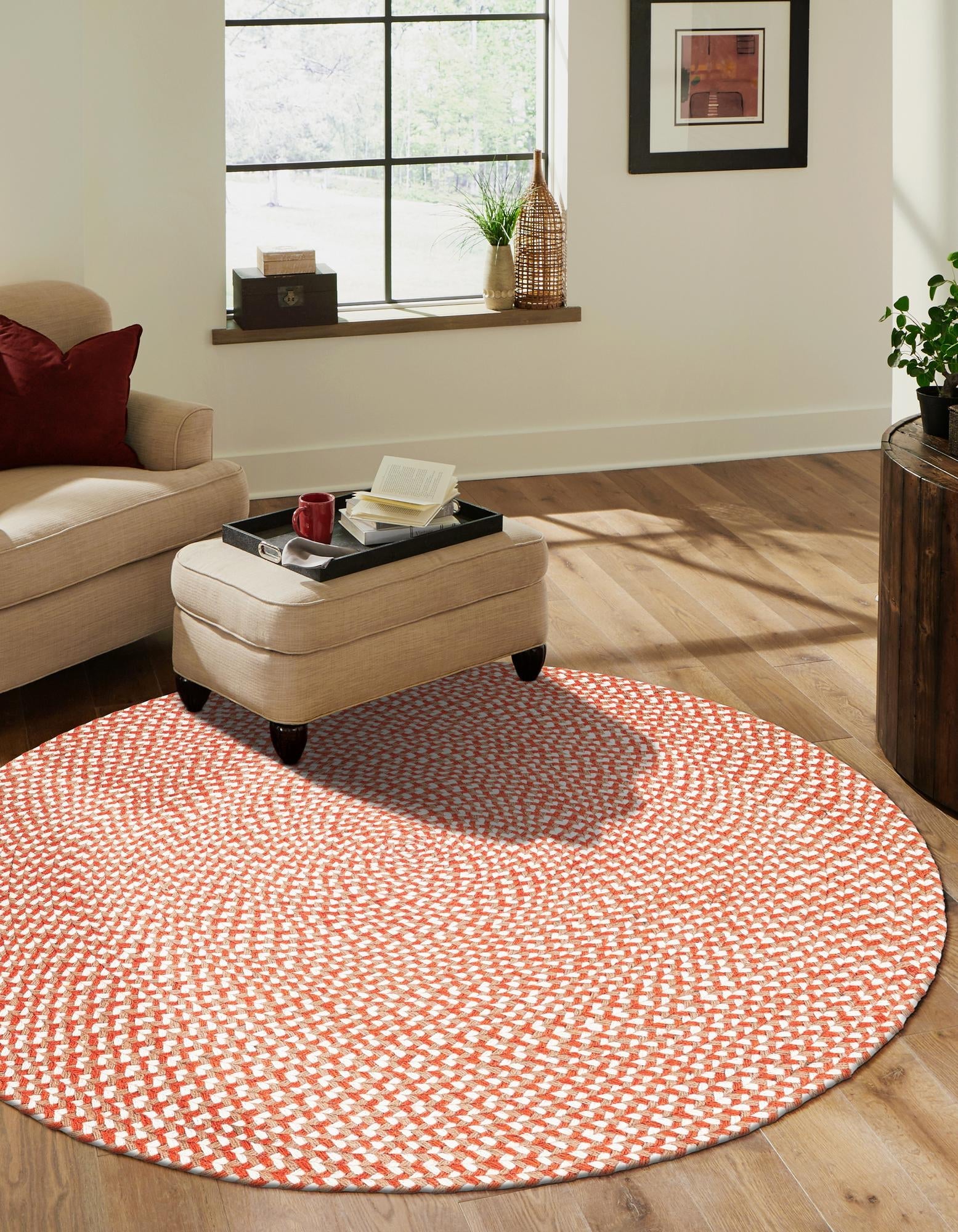 Highland Woven Jute Collection Area Rug - Glenmore (Rust Red)