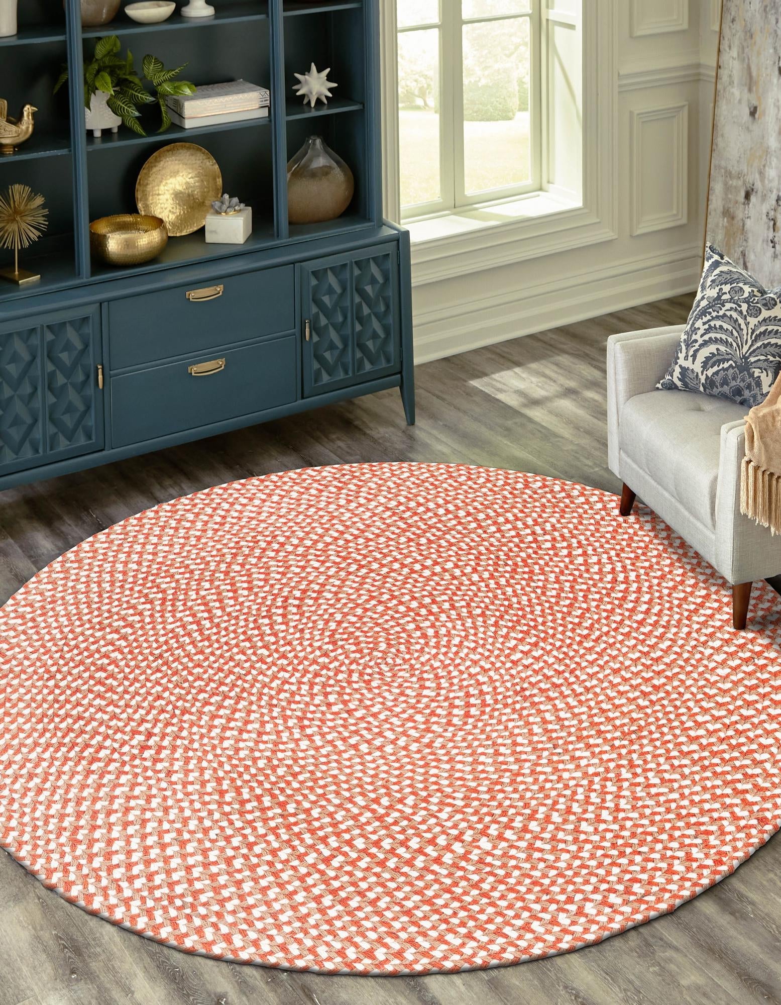 Highland Woven Jute Collection Area Rug - Glenmore (Rust Red)