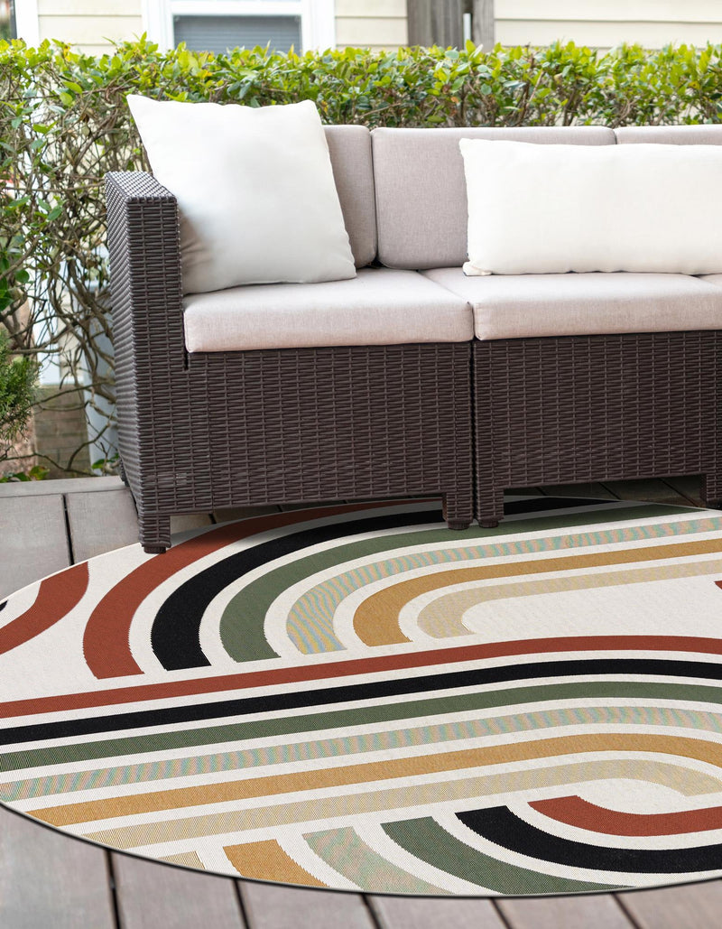 Urban Terrace Collection Area Rug -  Piazza Round Multi  lifestyle 16