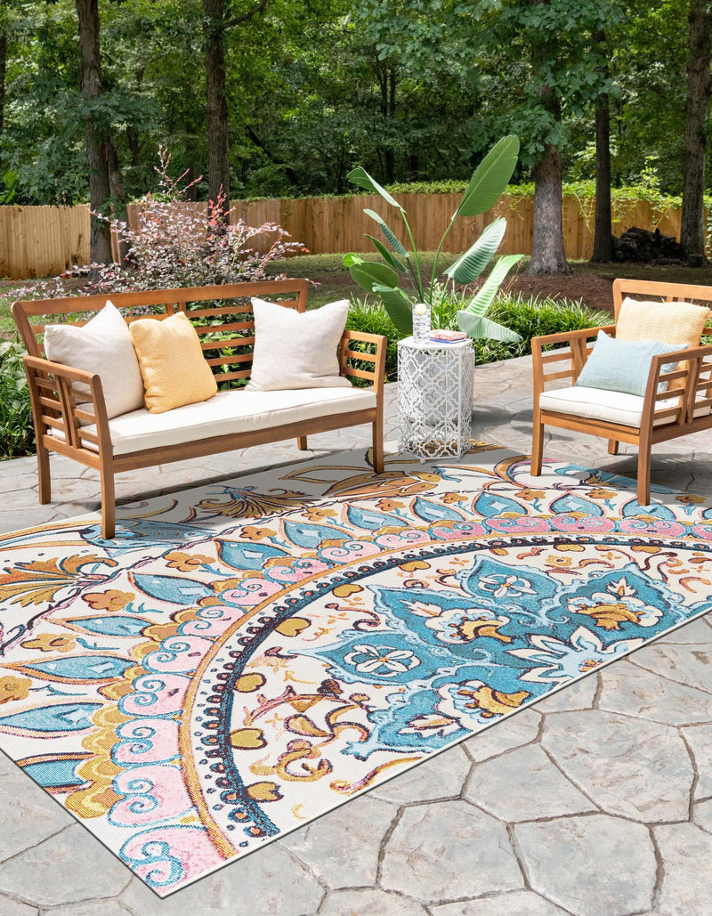 Patio Heritage Collection Area Rug - Tuscany Rectangle Multi  lifestyle 6