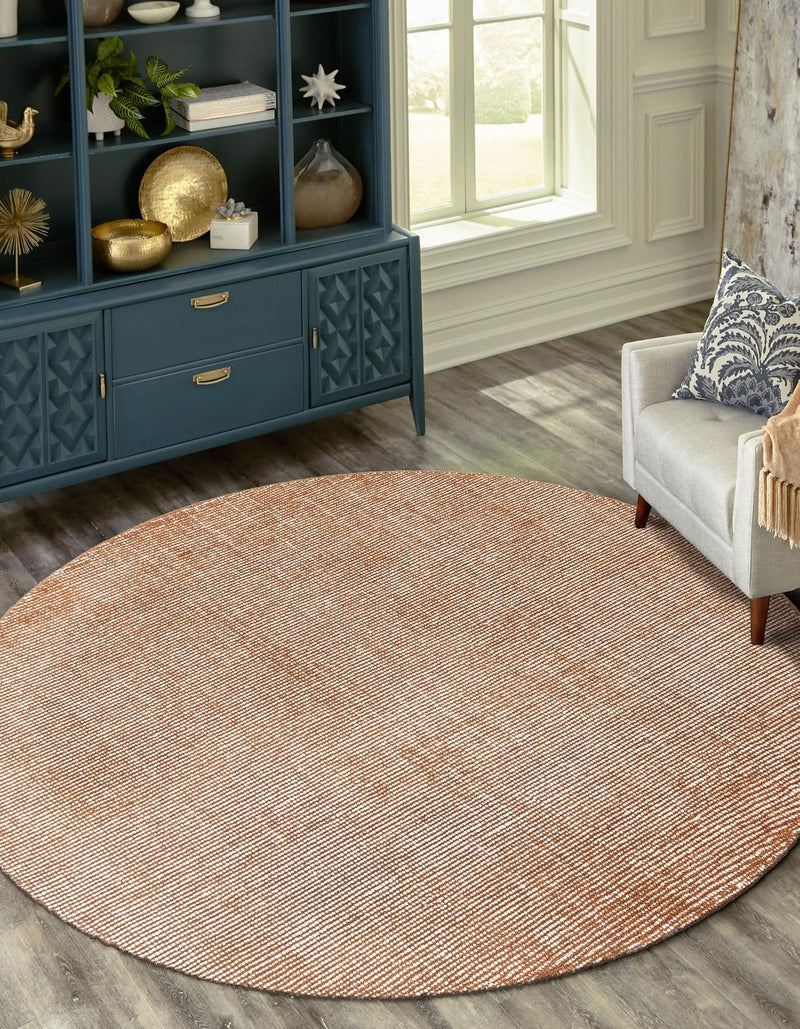 Berkshire Estate Collection Area Rug - Windsor (Cocoa Bean Brown) Round Cocoa Bean Brown  lifestyle 16