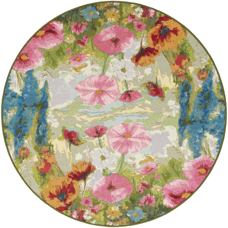 Seaside Blooms Collection Area Rug -  Amalfi Round Multi Main