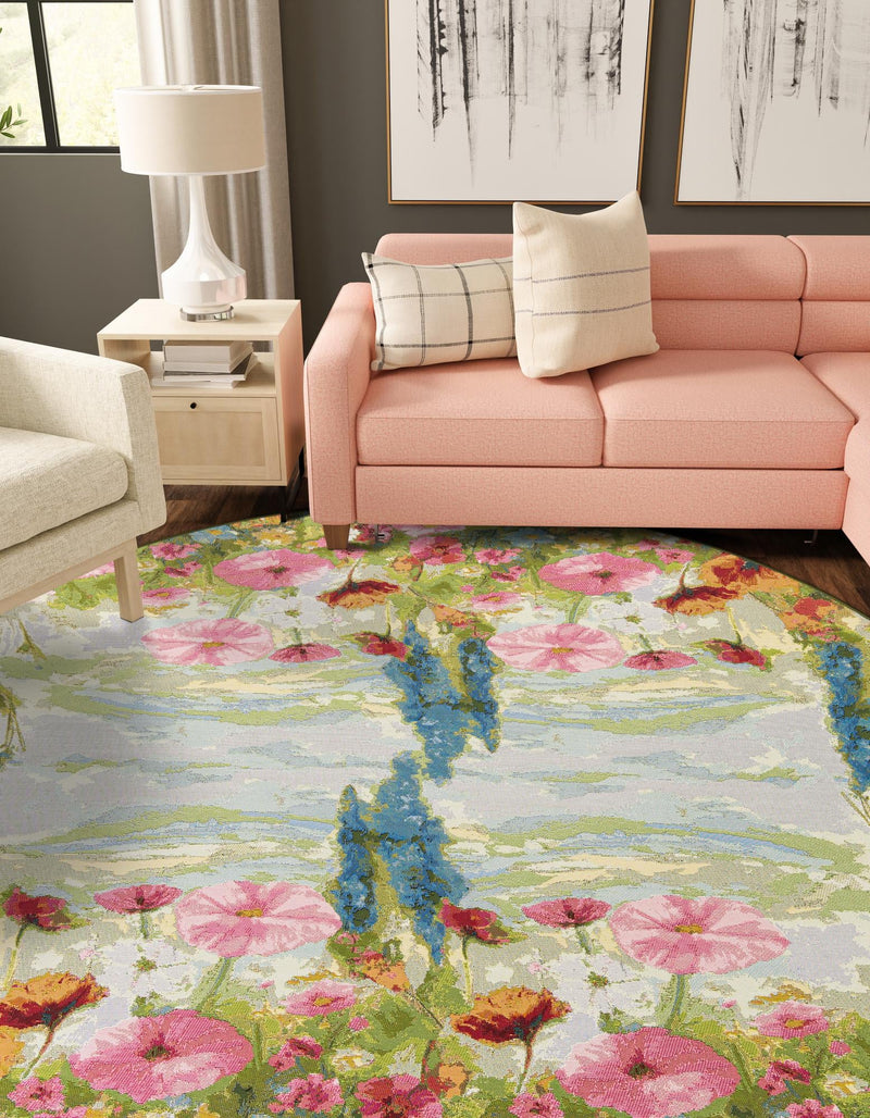 Seaside Blooms Collection Area Rug -  Amalfi Round Multi  lifestyle 7