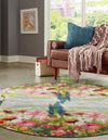 Seaside Blooms Collection Area Rug -  Amalfi Round Multi  lifestyle 11