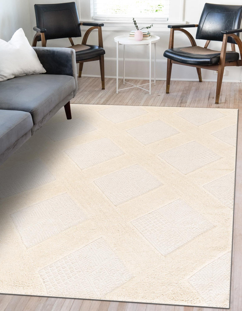 Trellis Wool Collection Area Rug - Vineyard Rectangle Ivory Main