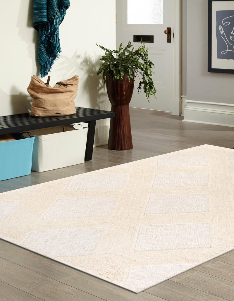 Trellis Wool Collection Area Rug - Vineyard Rectangle Ivory  lifestyle 2