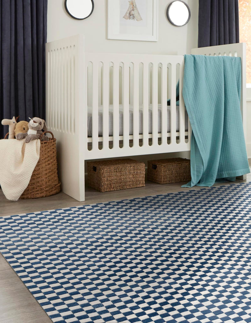 Shepherd's Glen Wool Collection Area Rug - Reykjavik Square Blue and White  lifestyle 20