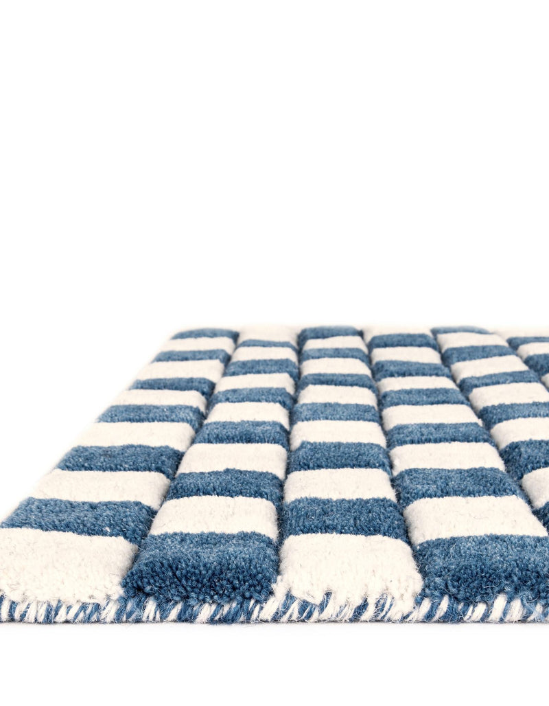 Shepherd's Glen Wool Collection Area Rug - Reykjavik Square Blue and White  lifestyle 19