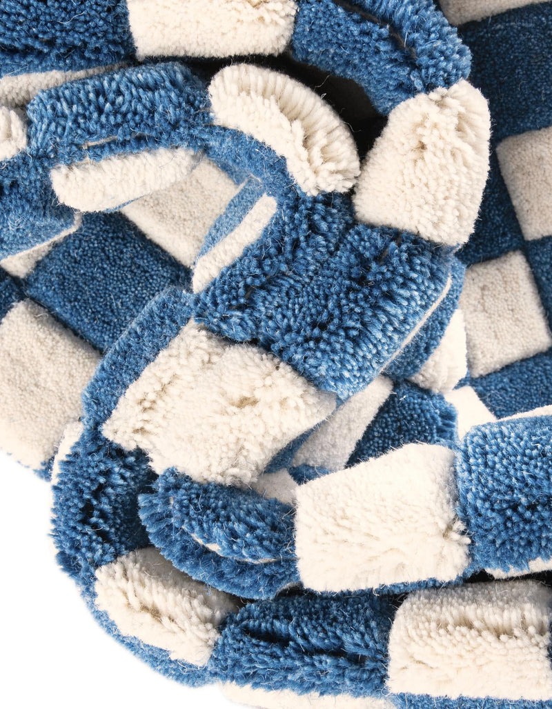 Shepherd's Glen Wool Collection Area Rug - Reykjavik Square Blue and White  lifestyle 20