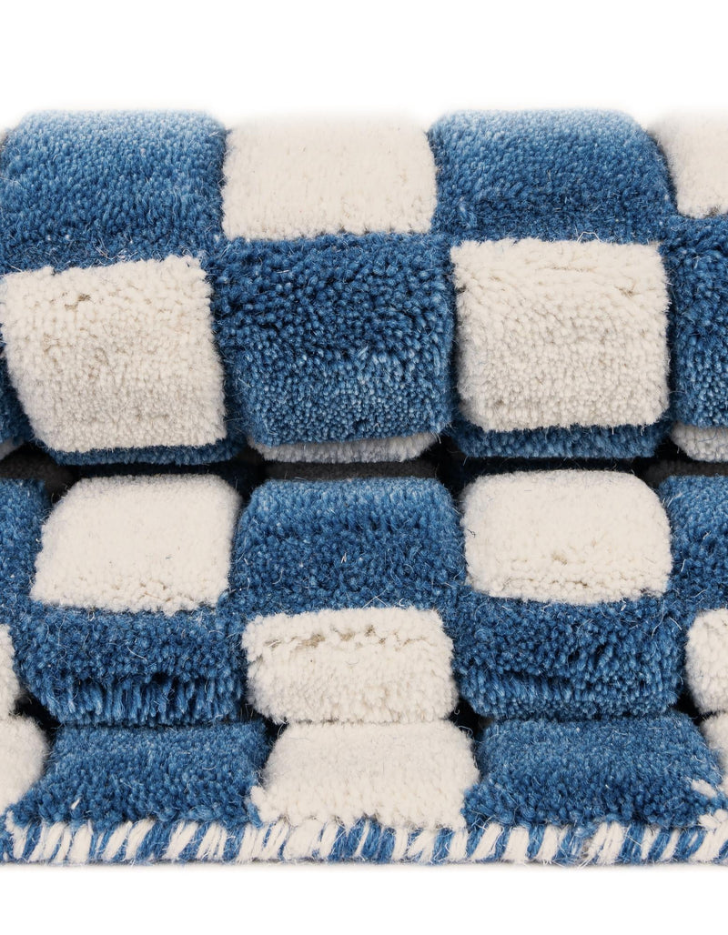 Shepherd's Glen Wool Collection Area Rug - Reykjavik Square Blue and White  lifestyle 26