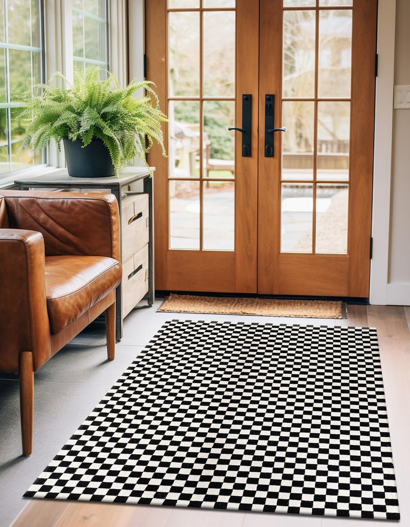 Shepherd's Glen Wool Collection Area Rug - Reykjavik Rectangle Black and White  lifestyle 2