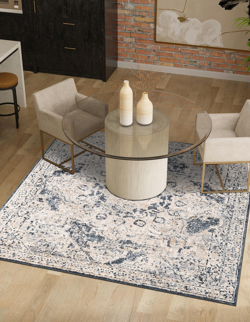 Coastal Manor Collection Area Rug -  Pelican Square Navy Blue  lifestyle 84