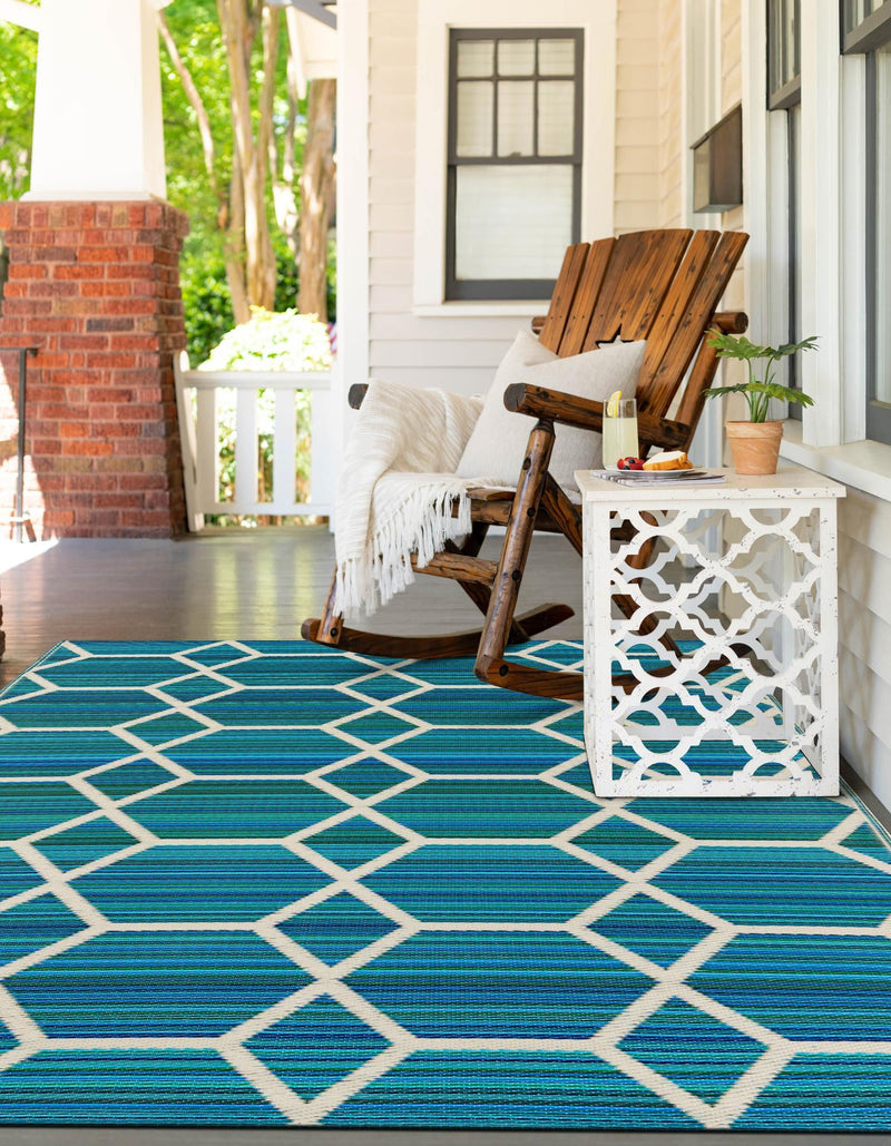 Serene Bay Outdoor Collection Area Rug -  Harbor Rectangle Blue  lifestyle 7