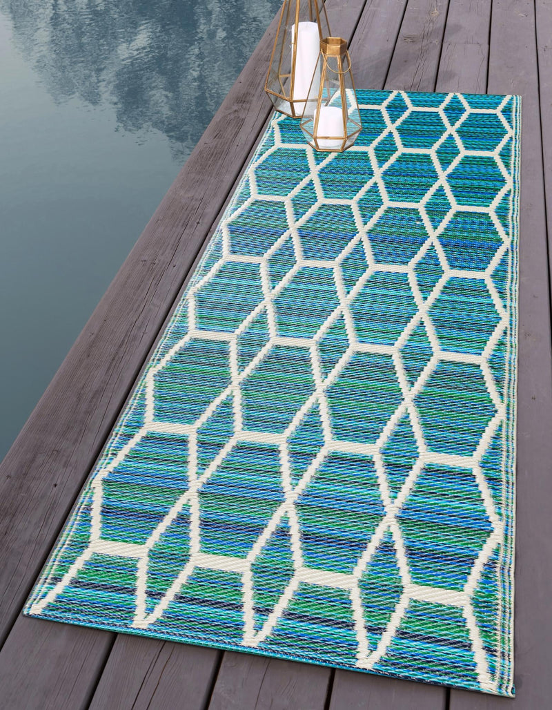 Serene Bay Outdoor Collection Area Rug -  Harbor Runner Blue  lifestyle 6