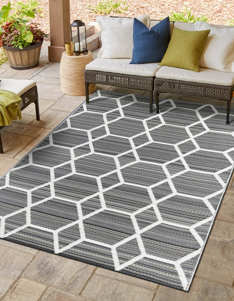 Serene Bay Outdoor Collection Area Rug -  Harbor Rectangle Gray  lifestyle 3