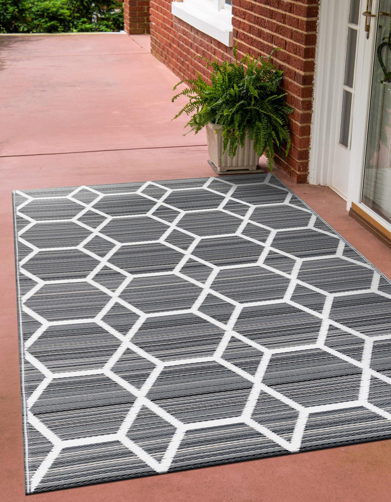 Serene Bay Outdoor Collection Area Rug -  Harbor Rectangle Gray  lifestyle 13