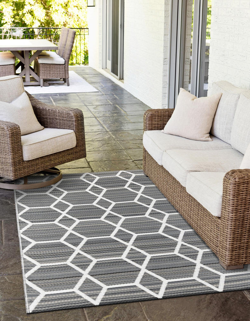 Serene Bay Outdoor Collection Area Rug -  Harbor Rectangle Gray  lifestyle 23