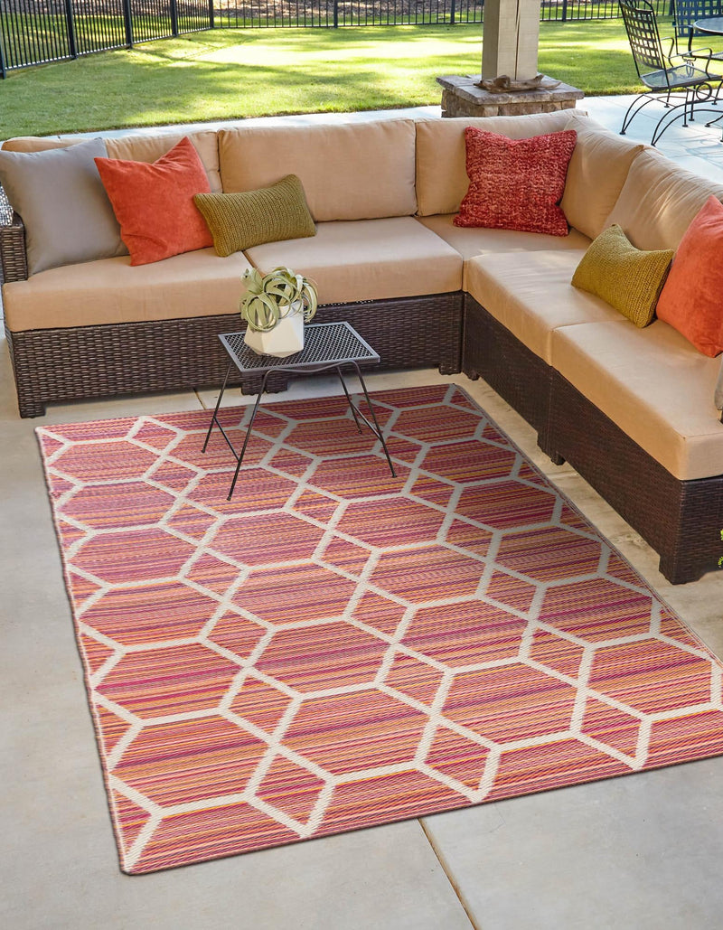 Serene Bay Outdoor Collection Area Rug -  Harbor Rectangle Red  lifestyle 5